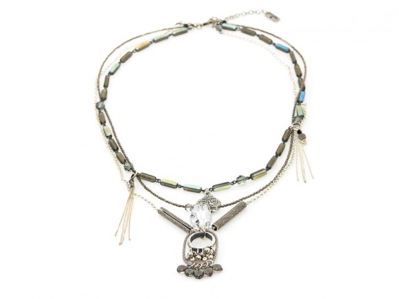 FIVA Halskette (Murano, Silberkette, versilberte Elemente)
