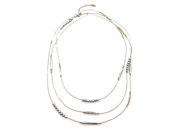  FIVA Halskette (Silberkette, Süßwasserperle, versilb