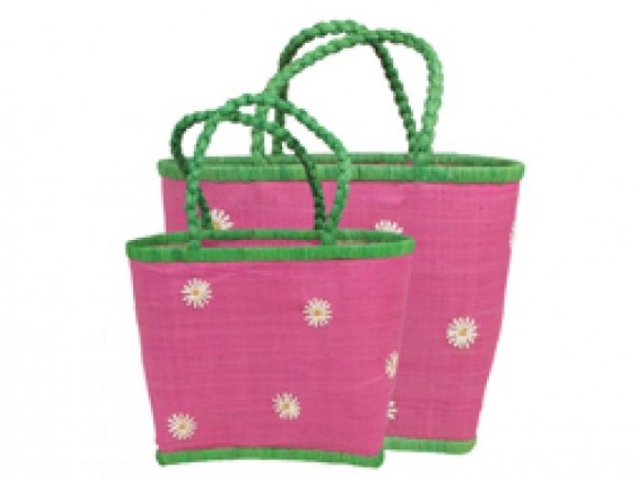 Rosa Einkaufstasche mit Gänseblumen von RICE