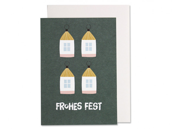 Ava & Yves Grußkarte HÄUSER "Frohes Fest" grün