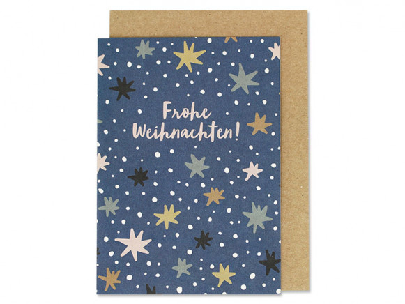 Ava & Yves Grußkarte FROHE WEIHNACHTEN Sterne dunkelblau
