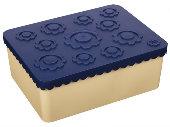 Blafre Lunchbox BLUMEN dunkelblau/beige