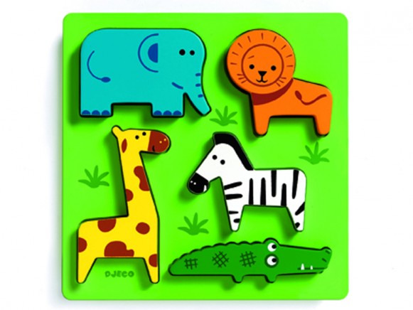 Djeco Holzsteckpuzzle mit wilden Tieren