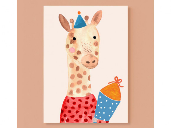 Frau Ottilie Postkarte EINSCHULUNG Giraffe
