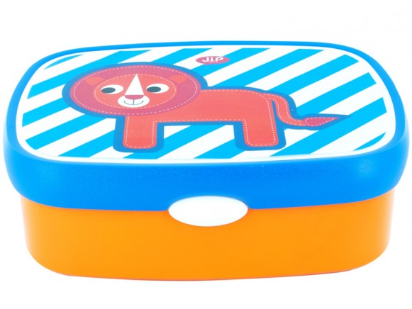 Orange-blaue Lunchbox mit Löwe von J.I.P