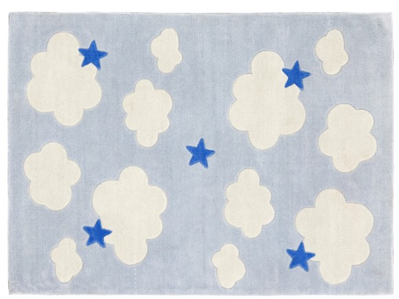 Kids Concept Teppich Wolken Sterne blau