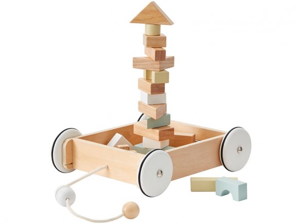 Kids Concept Wagen mit Holzklötzen