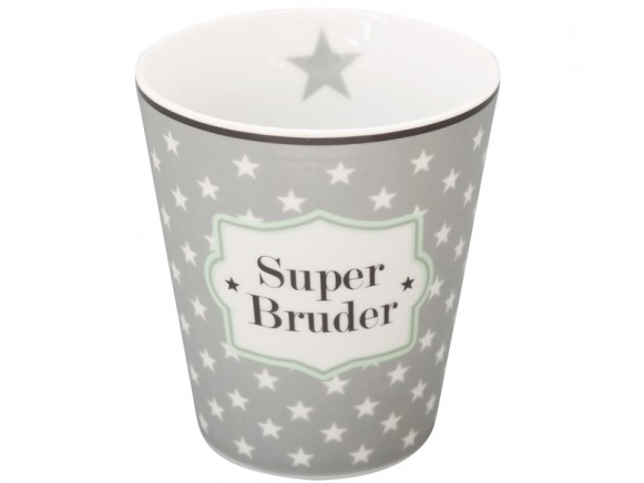 Krasilnikoff Becher Happy Mug Super Bruder grau
