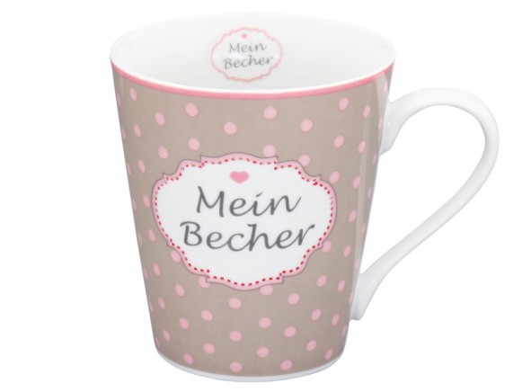 Krasilnikoff Happy Mug Henkelbecher Mein Becher taupe