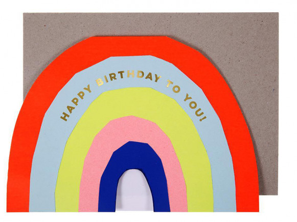 Meri Meri Grußkarte REGENBOGEN Happy Birthday neon