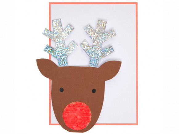 Meri Meri 3D Weihnachtskarte mit Pailletten RENTIER
