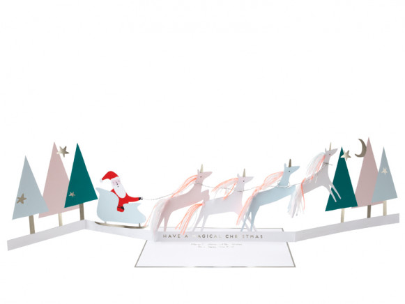 Meri Meri 3D Weihnachtskarte SANTA'S EINHÖRNER