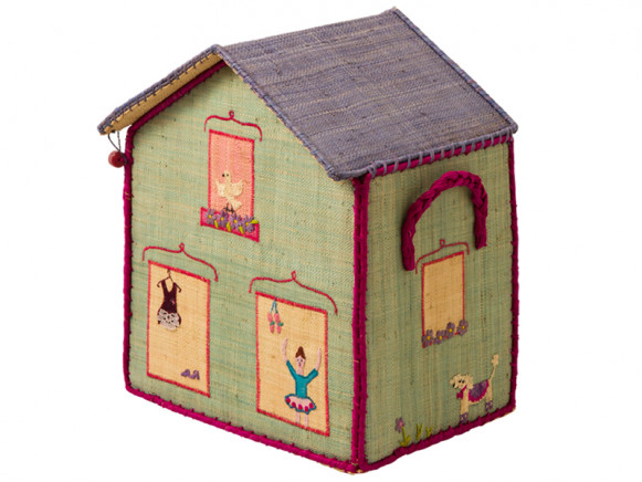 RICE Spielzeugkorb für Mädchen (kleiner mintfarbener Hauskorb)