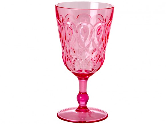 RICE Weinglas aus rosafarbenem Acryl mit Wirbelmuster