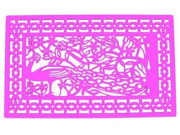Fußmatte mit Pfau in rosa von RICE Dänemark