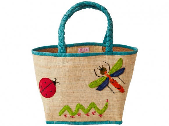RICE Kindertasche mit Insekten in naturfarben
