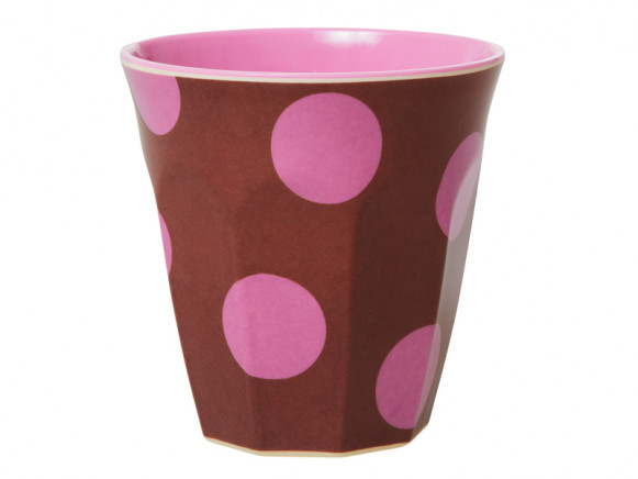 RICE Becher BROWN With Soft Pink Dots