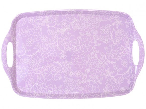Lavendelfarbenes RICE Tablett mit Blumenmuster