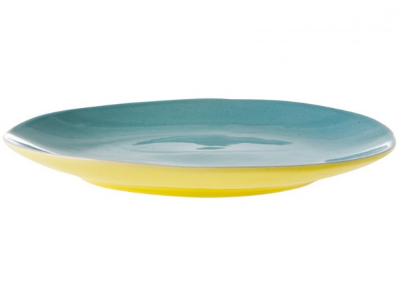 Keramik-Teller in blau-gelb von RICE Dänemark