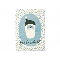 Ava & Yves Postkarte WEIHNACHTSMANN "Frohes Fest" blau