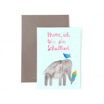 Frau Ottilie Grußkarte zur Einschulung SCHULKIND Elefant