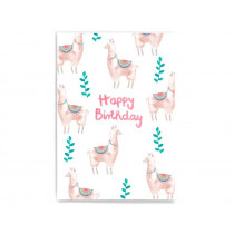 Frau Ottilie Postkarte HAPPY BIRTHDAY Lamas
