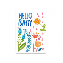 Frau Ottilie Postkarte HELLO BABY Blumen