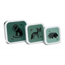 Petit Monkey Lunchbox Set BLACK ANIMALS grün