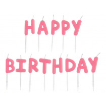 Rico Design 13 Kerzen HAPPY BIRTHDAY Neon Pink