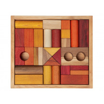 Wooden Story Holzbauklötze mit Box WARME FARBEN (30 Teile)
