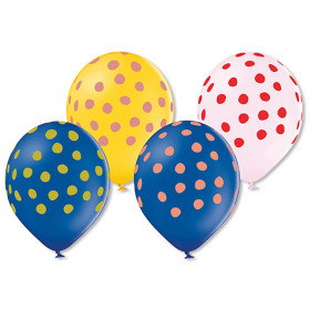 Ava & Yves 12 Luftballons PUNKTE blau / gelb / weiß