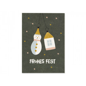 Ava & Yves Postkarte BAUMSCHMUCK "Frohes Fest" grün