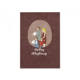 Ava & Yves Postkarte WEIHNACHTSFAMILIE "Merry Christmas" aubergine
