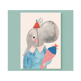 Frau Ottilie Postkarte EINSCHULUNG Elefant