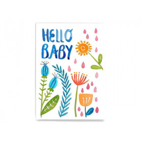 Frau Ottilie Postkarte HELLO BABY Blumen