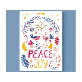 Frau Ottilie Postkarte Weihnachten PEACE AND JOY