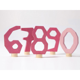 GRIMM'S Steckfiguren für Geburtstagsring ZAHLEN 6-9 und 0 rosa