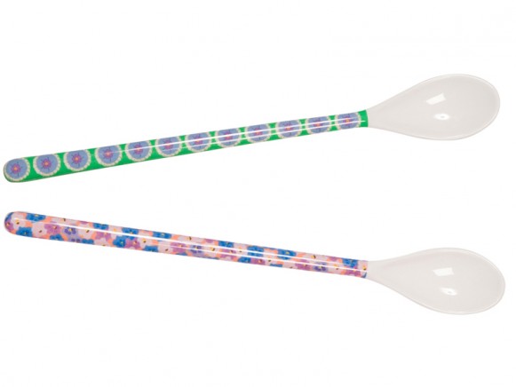 2 long RICE spoons with fun-funky-fabulous print