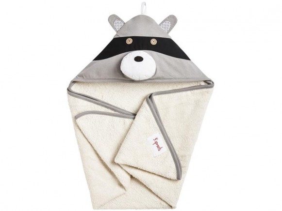 3 Sprouts hooded towel raccoon