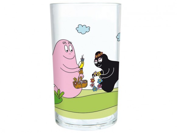 Clear tumbler with Barbapapa and Barbamama by Petit Jour