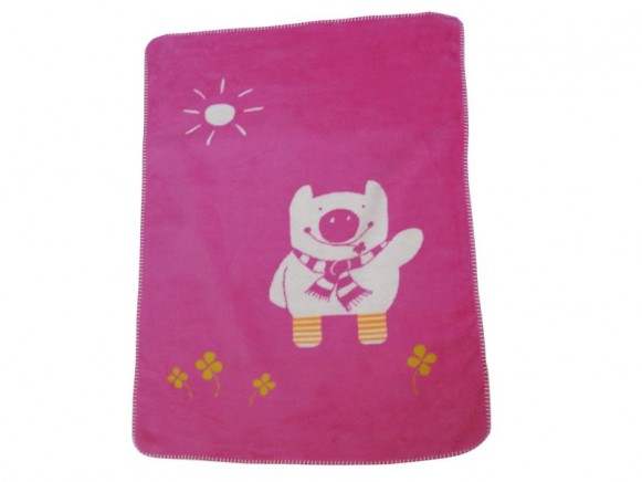 Baby / kids blanket in pink with piglet by David Fussenegger