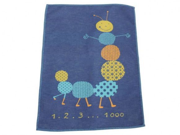 Blanket in navy with millipede by David Fussenegger