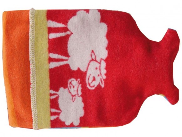 Hot-water bottle with sheep in coral by David Fussenegger