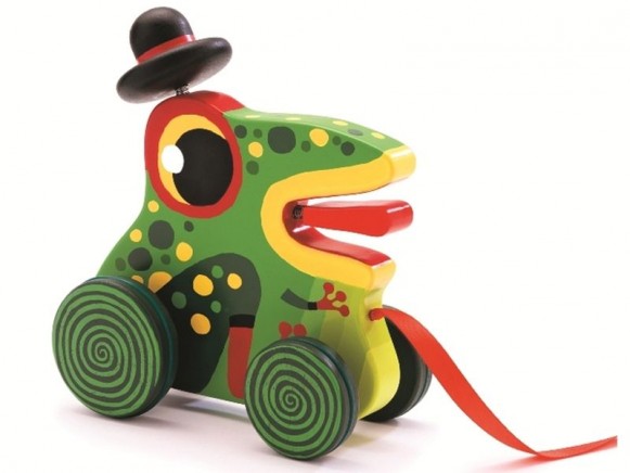 Pull along toy with Koa the frog by Djeco