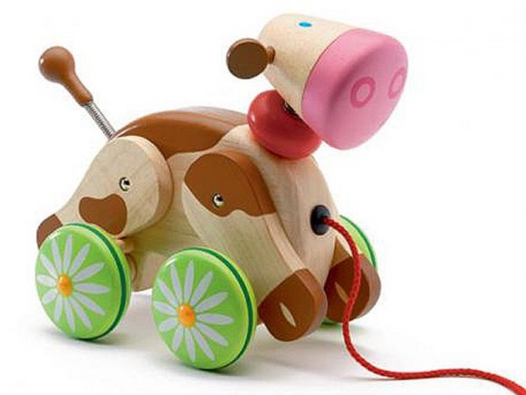 Pull along toy with Molly the cow by Djeco