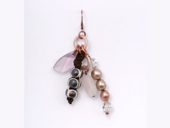FIVA Earrings (schwarz, rosa, Stüsswasserpe