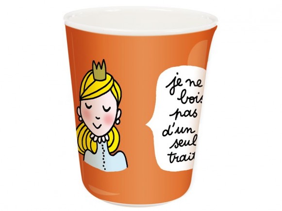 Orange melamine cup with princess by Petit Jour