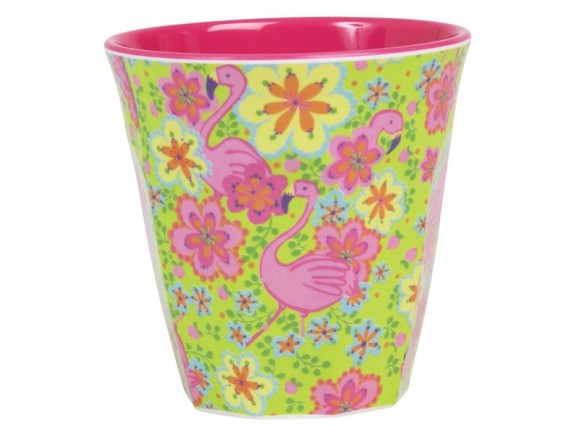 Melamine cup two tone with flamingo print by RICE