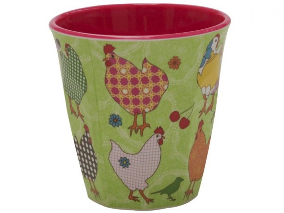 Green melamine cup two tone with hen print by RICE