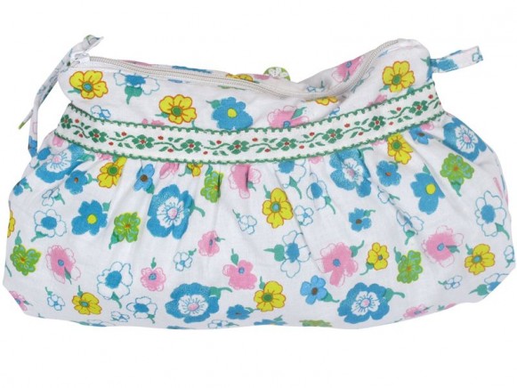 Large cotton makeup purse with flower print by RICE Denmark